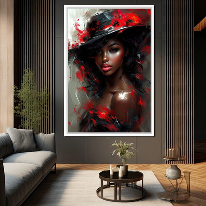 Sable Elegance with Poppy Flair Canvas Wall Art