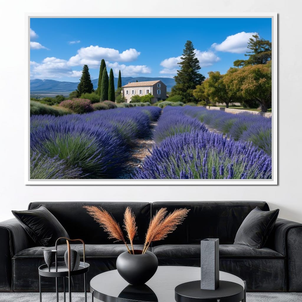 Provence Lavender Farmhouse Sky Canvas Wall Art