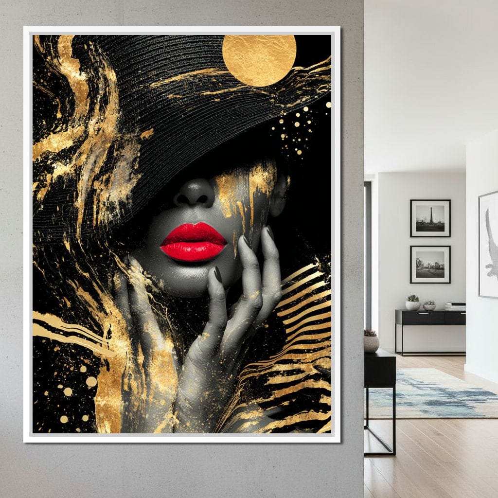 Modern Noir Gold Elegance Portrait Canvas Wall Art