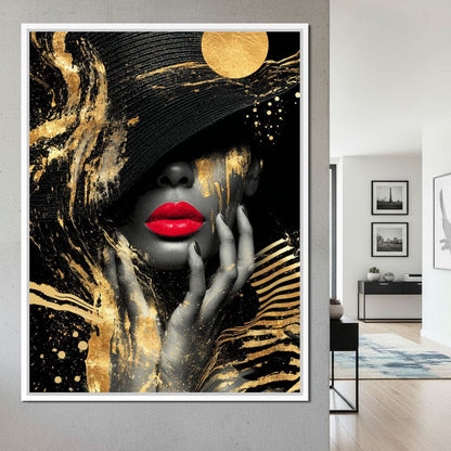 Modern Noir Gold Elegance Portrait Canvas Wall Art