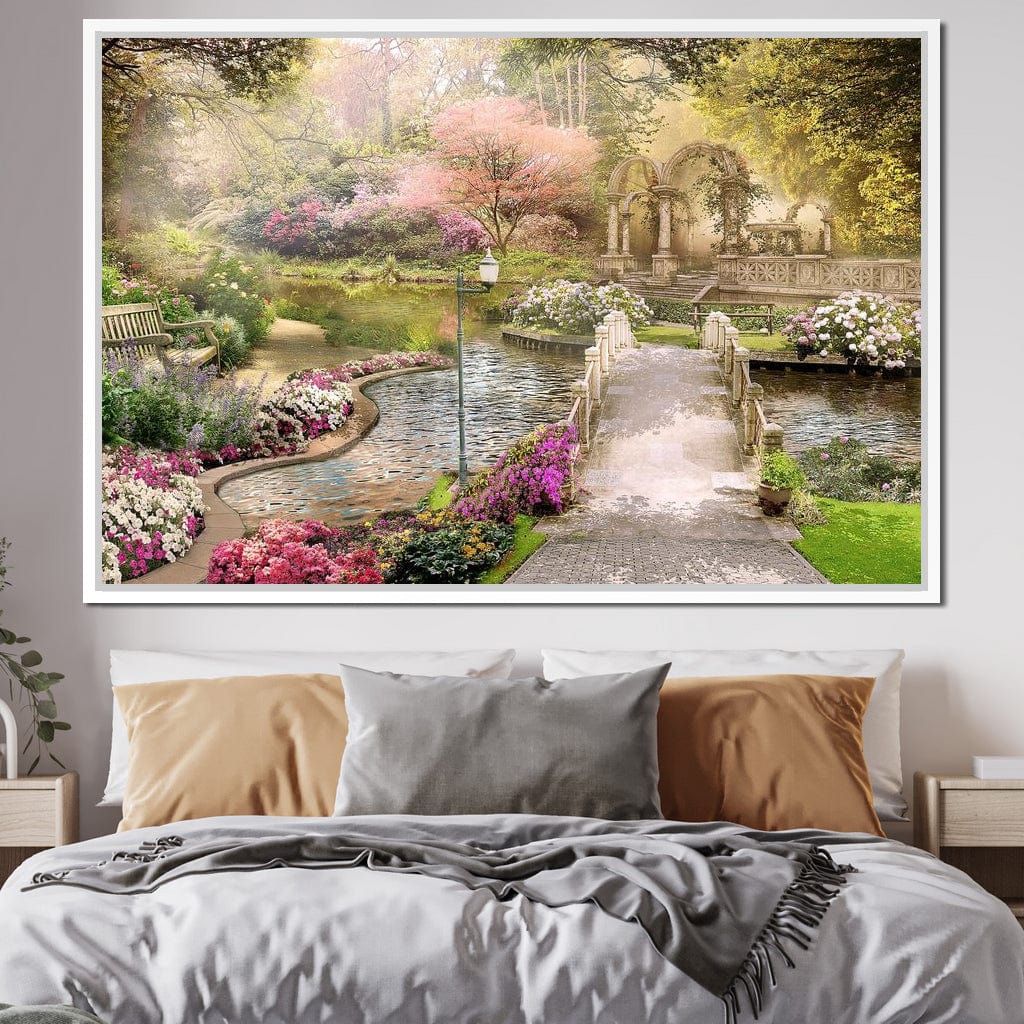 Pond Bridge Canvas Wall Art