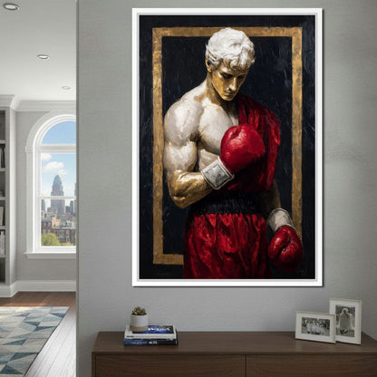 Golden Frame Boxing Champion Canvas Wall Art