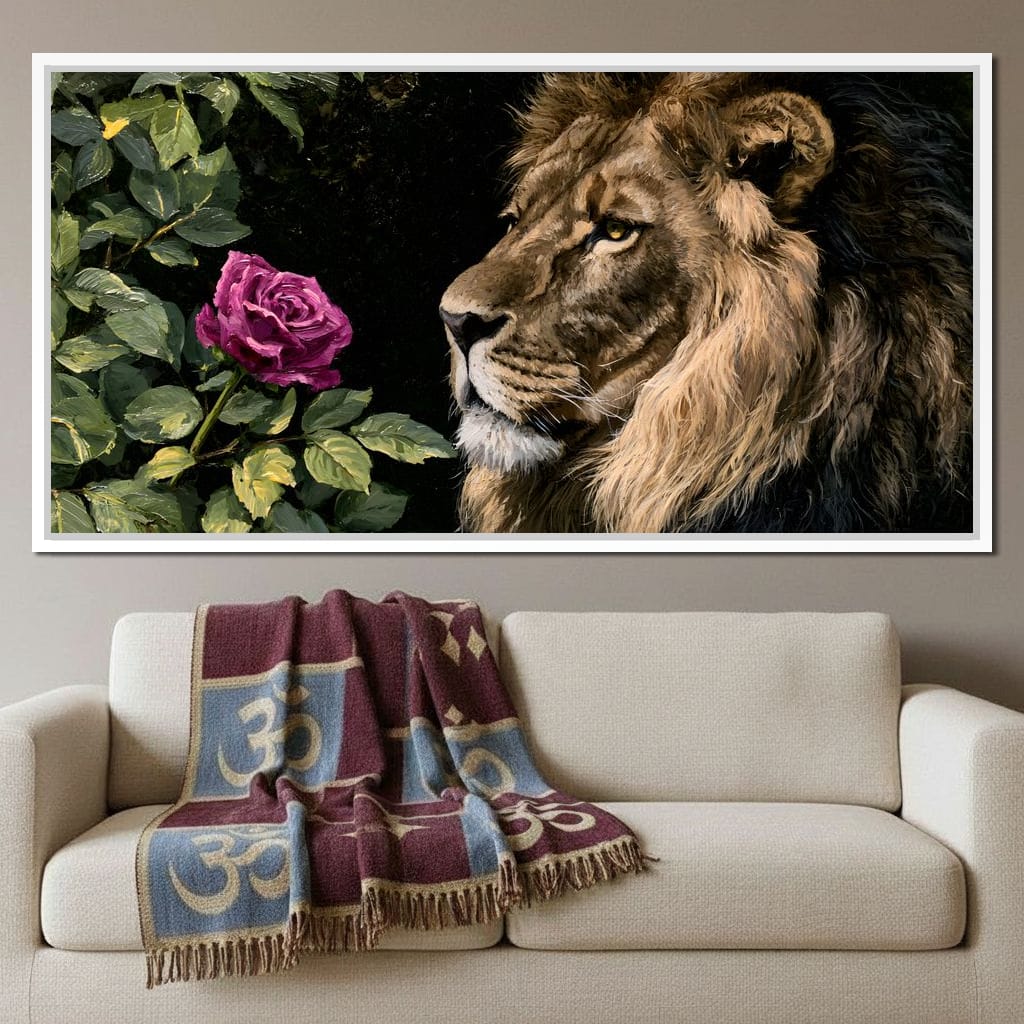Gentle King Lion Finds Solitude Canvas Wall Art