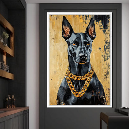 Bold Dog in Gold Canvas Wall Art