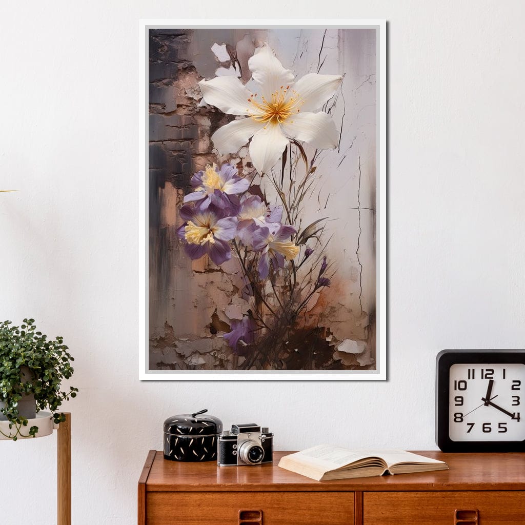 Fleeting Bloom in Grisaille Canvas Wall Art