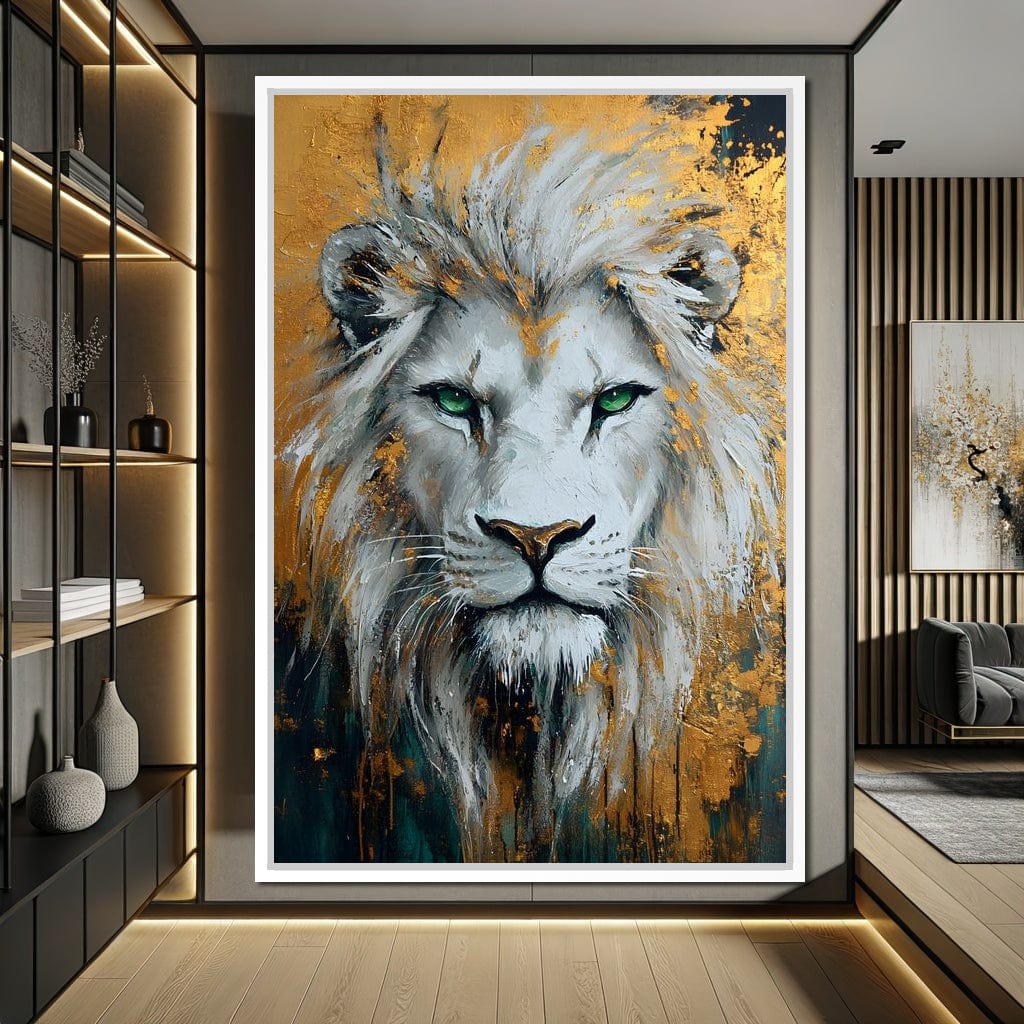 Majestic Lion Gold Radiance Canvas Wall Art