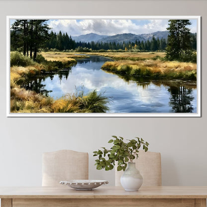 Silent Waters Reflecting Mountain Clouds Canvas Wall Art