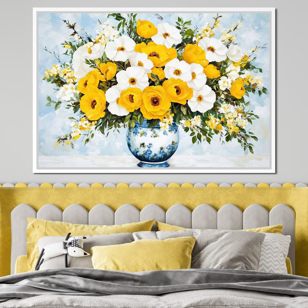 Golden Blossoms Harmonize Canvas Wall Art
