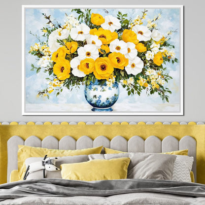 Golden Blossoms Harmonize Canvas Wall Art