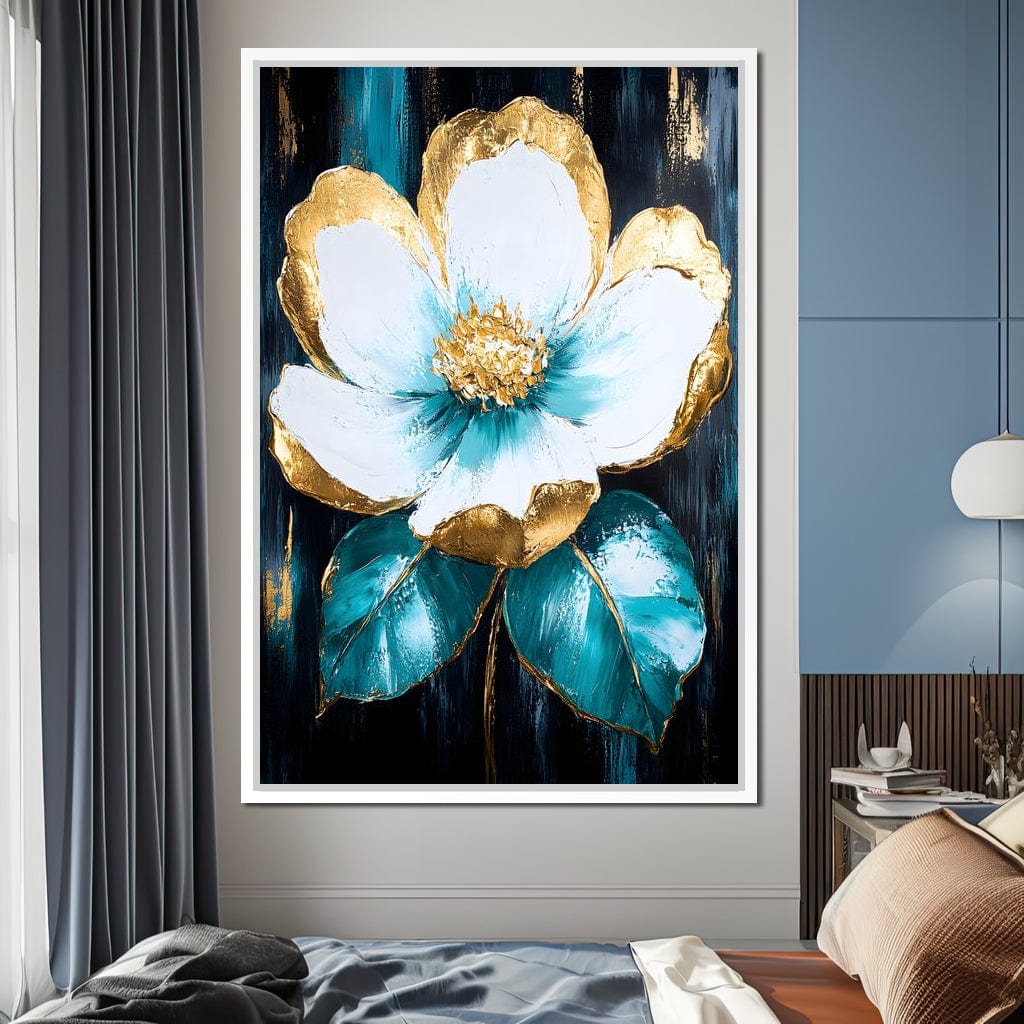 Golden Bloom Elegance Canvas Wall Art