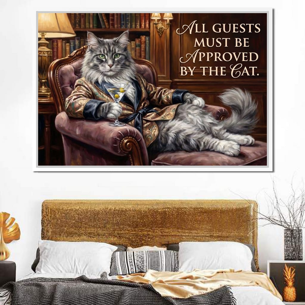 The Feline Gatekeeper Decides Canvas Wall Art