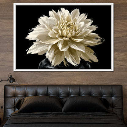 Pale Petals Held Against The Void Canvas Wall Art