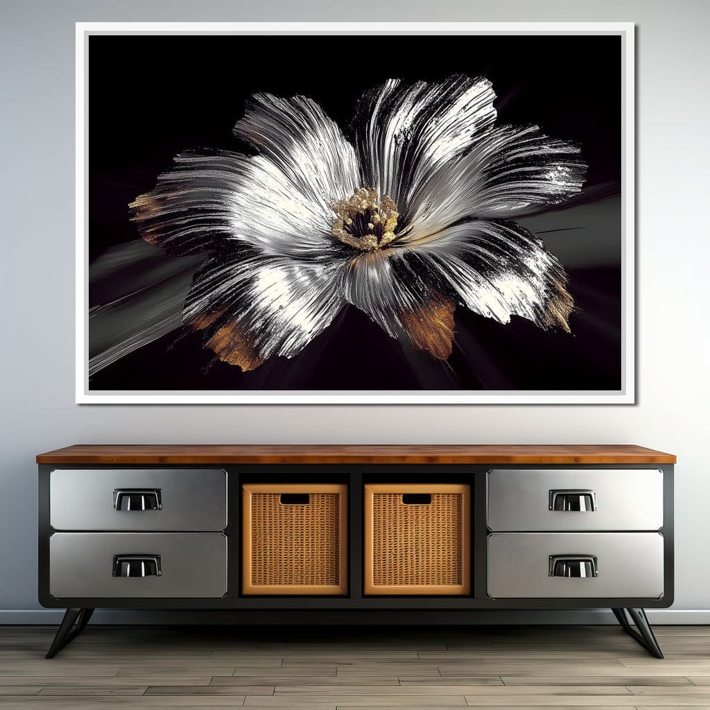 Silver Harvest Petals Radiance Canvas Wall Art