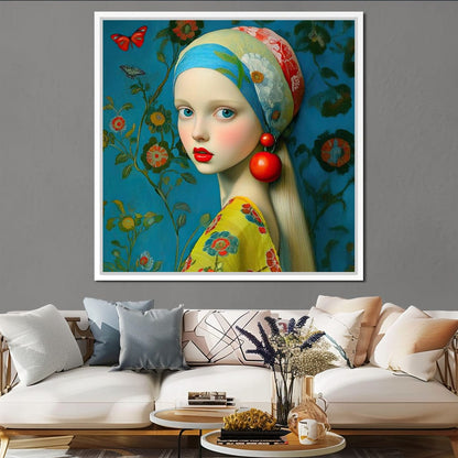 The Girl with the Scarlet Earring Canvas Wall Art