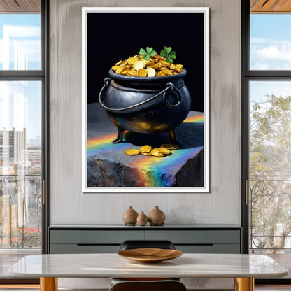 Lucky Clover Gold Cauldron Canvas Wall Art