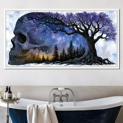 Where Cosmic Night Meets Forest Roots Canvas Wall Art