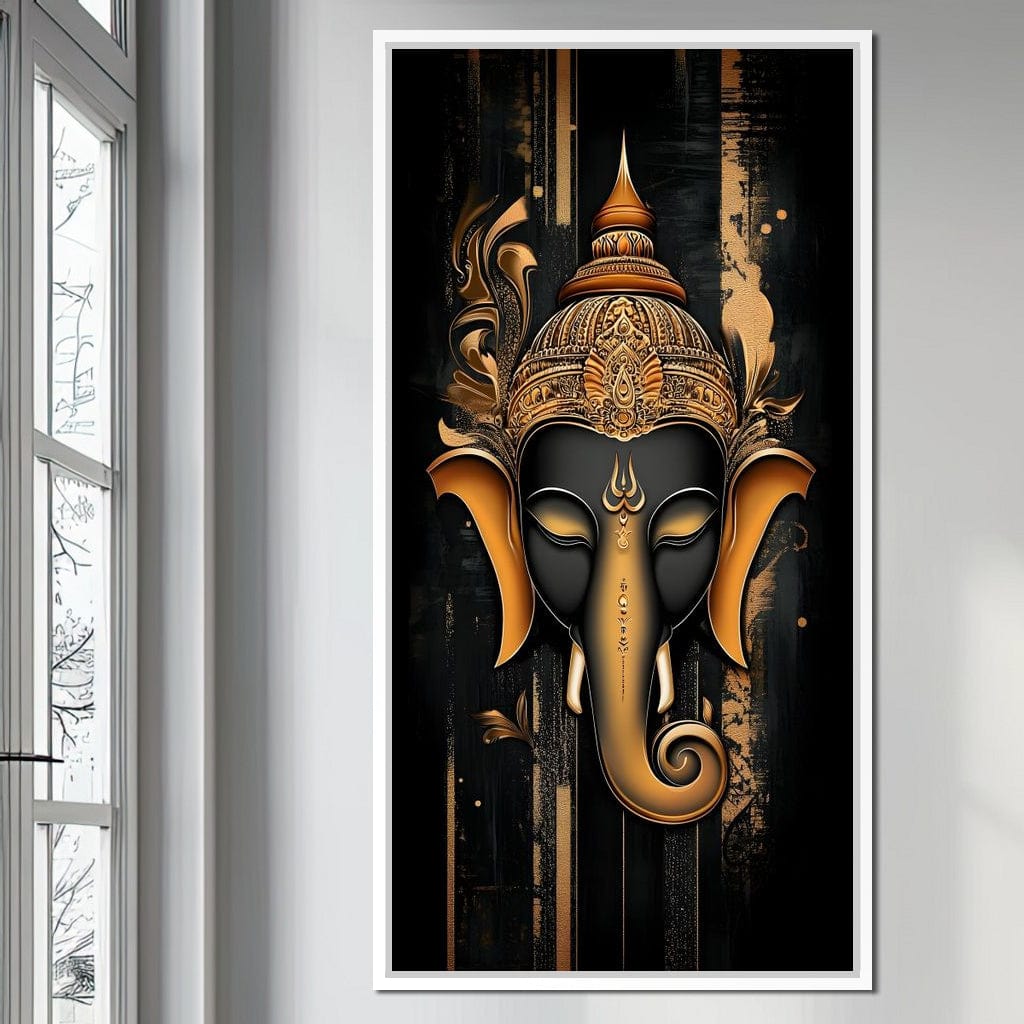Golden Divine Ganesha Aura Canvas Wall Art