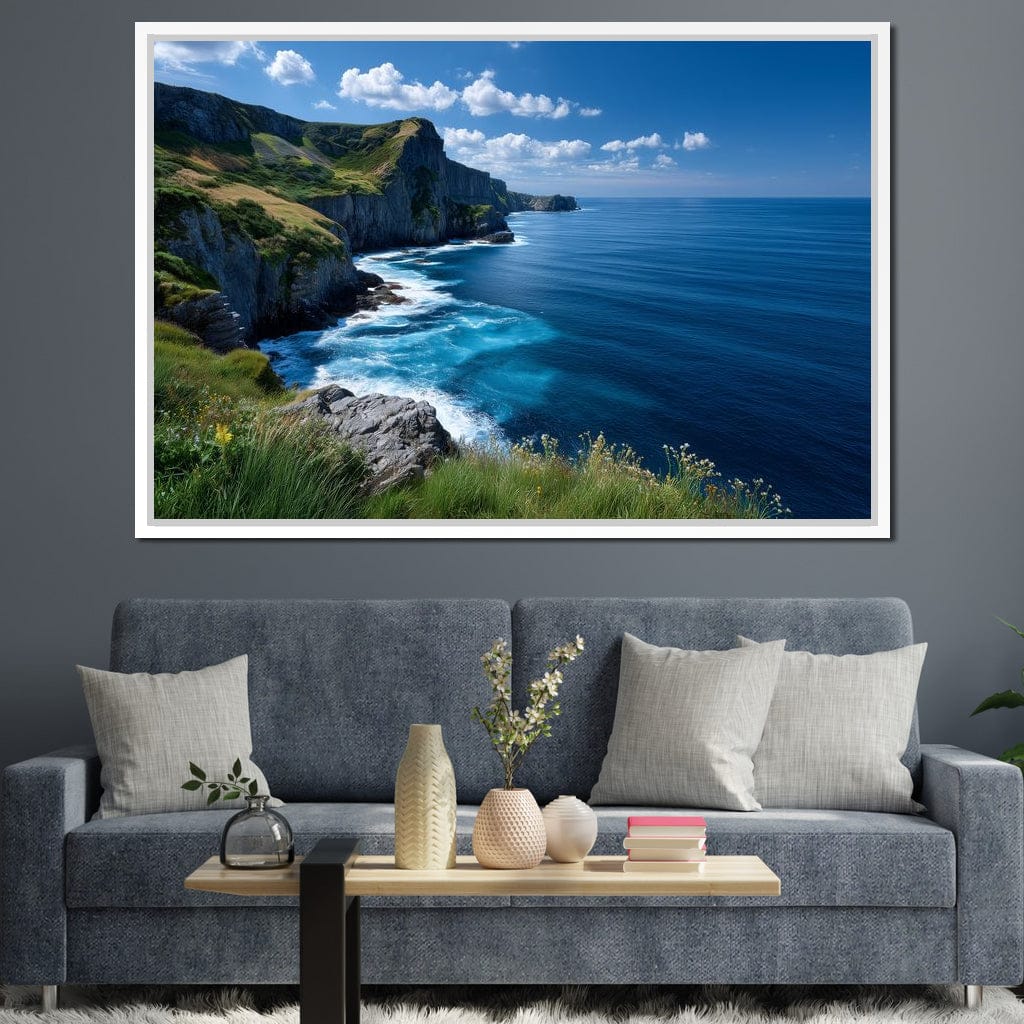 Wild Cliffs Over Blue Sea Canvas Wall Art