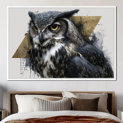 Golden Eyed Owl Portrait Canvas Wall Art