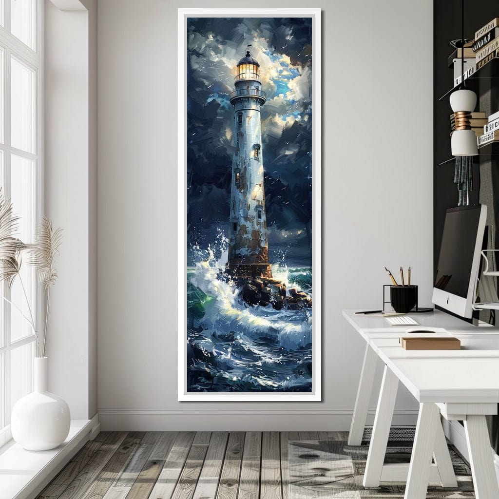 Lighthouse of Stormy Shores Canvas Wall Art