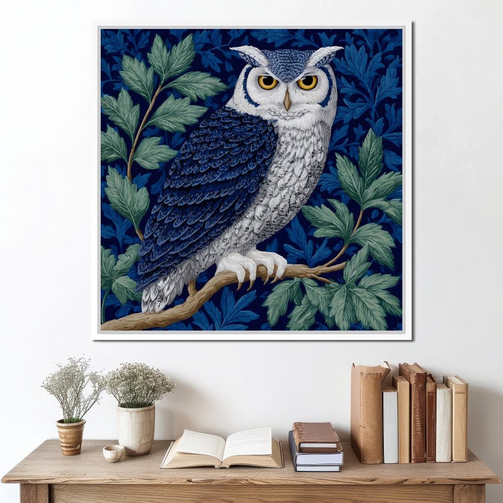 Majestic Owl Among Leaves Canvas Wall Art