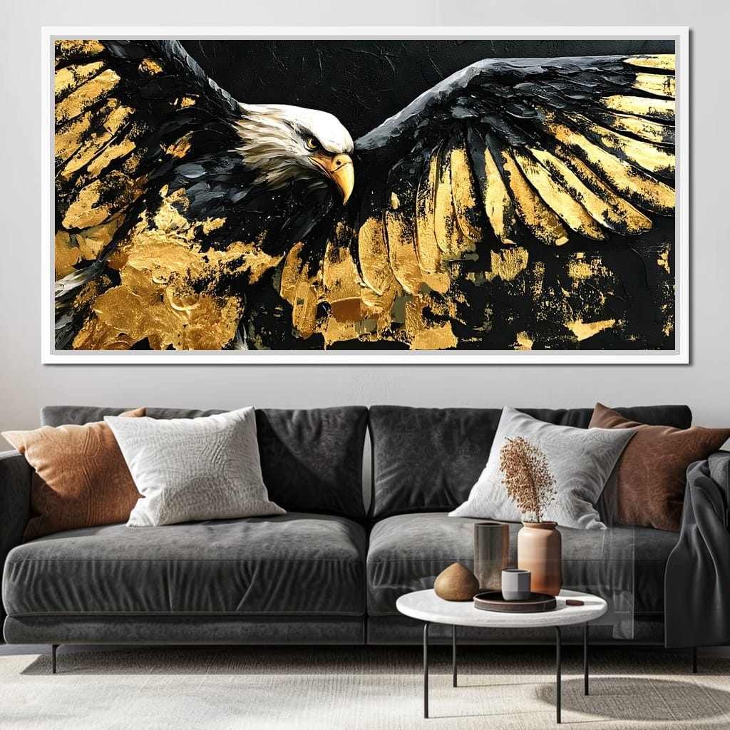 American Eagle in Gold & Black Canvas Wall Art