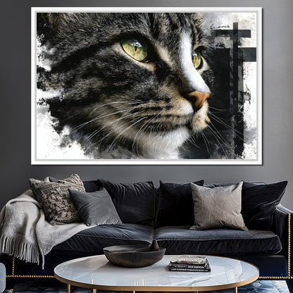 Golden Eyed Cat Portrait Canvas Wall Art