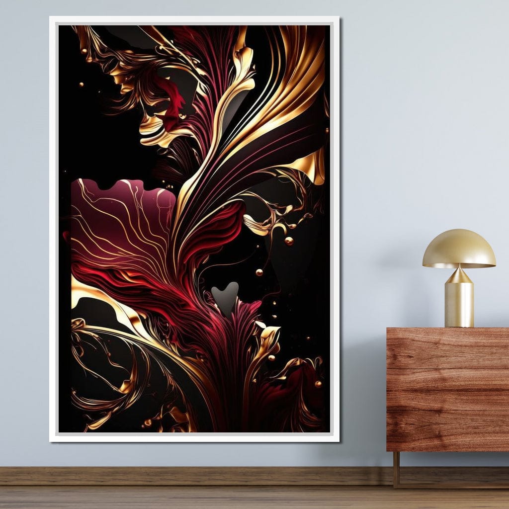 The Marble-Lux Collection: Dark Red & Vibrant Gold 02 Canvas Wall Art