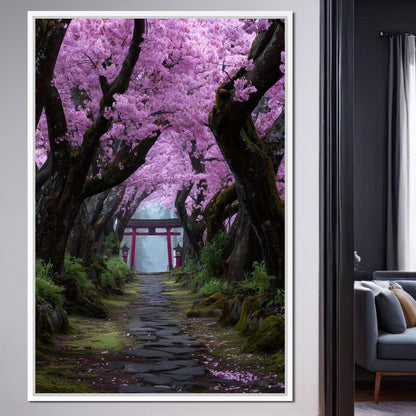 Sakura Gate Pathway Stillness Canvas Wall Art