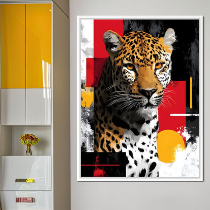 Modern Leopard Portrait Noir Gold Canvas Wall Art