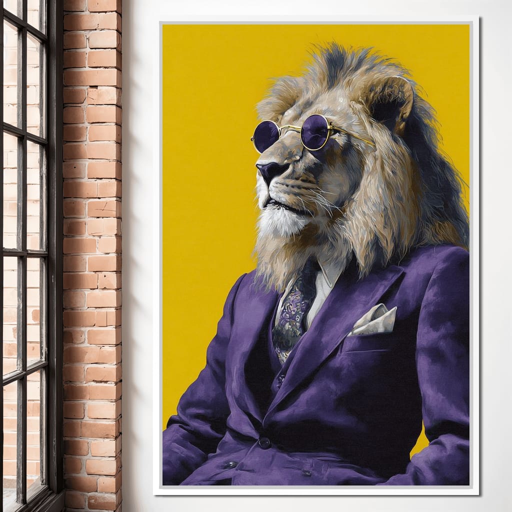 Regal Lion Boss Violet Suit Canvas Wall Art