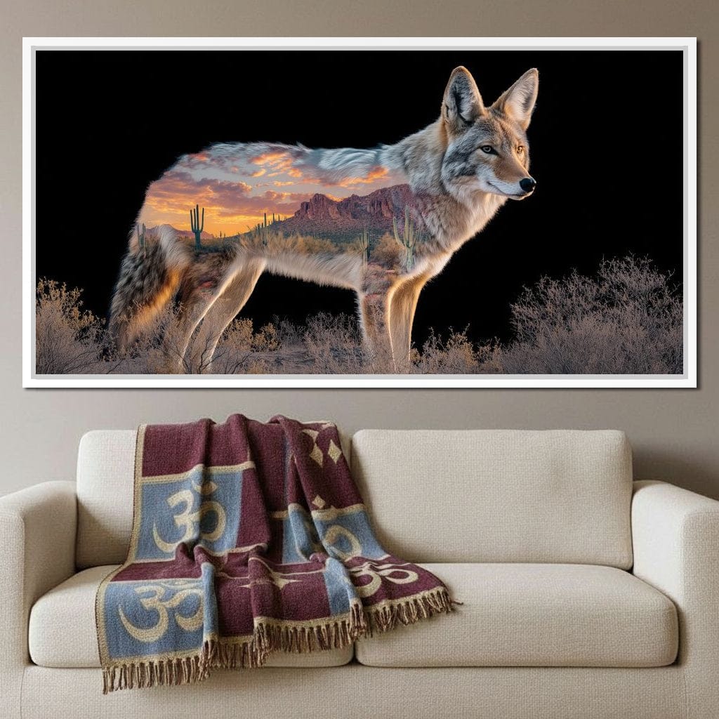 Desert Coyote Sunset Vista Canvas Wall Art