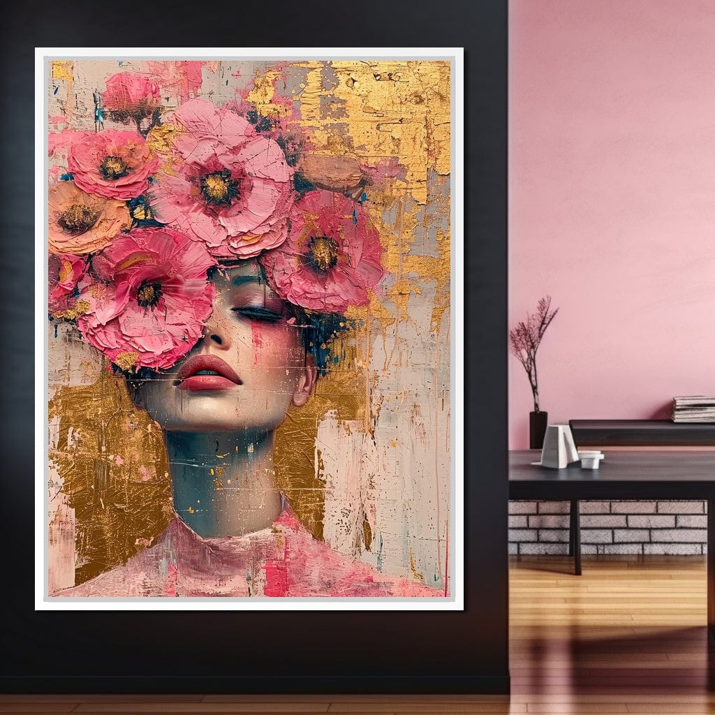 Bloomed Reverie in Gold Canvas Wall Art