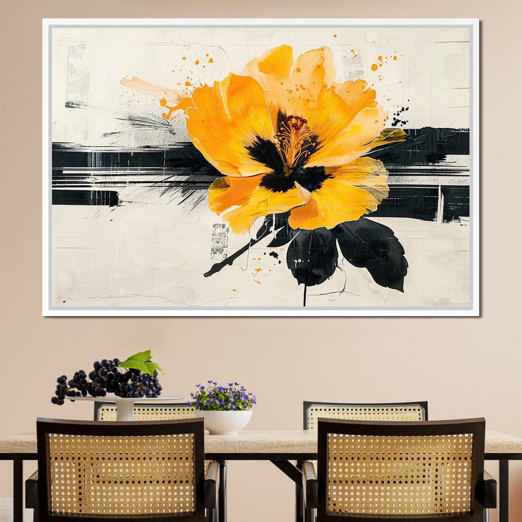 Golden Petal Contrast Canvas Wall Art