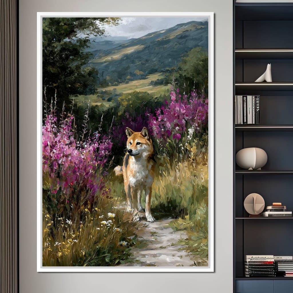 Shiba Meadow Trail Portrait Canvas Wall Art
