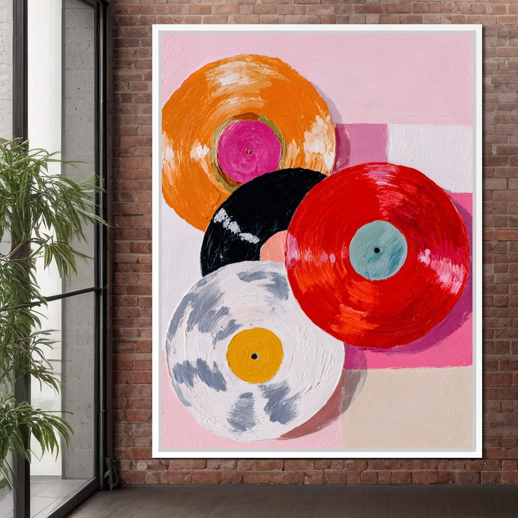 Retro Vinyl Color Spin Dance Canvas Wall Art