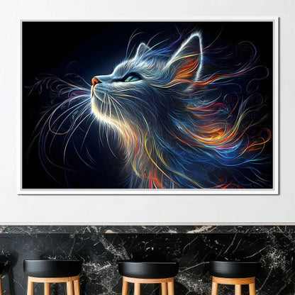 Celestial Feline Illuminations Canvas Wall Art