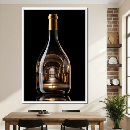 Golden Cellar Bottle Portal Canvas Wall Art
