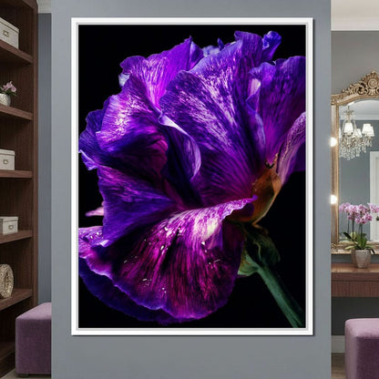 Violet Petal Radiance Macro Canvas Wall Art