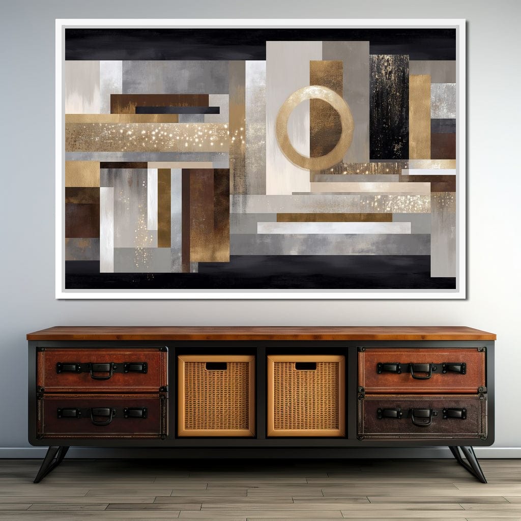 Gilded Geometry Nightfall Canvas Wall Art