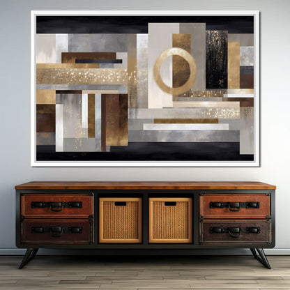 Gilded Geometry Nightfall Canvas Wall Art