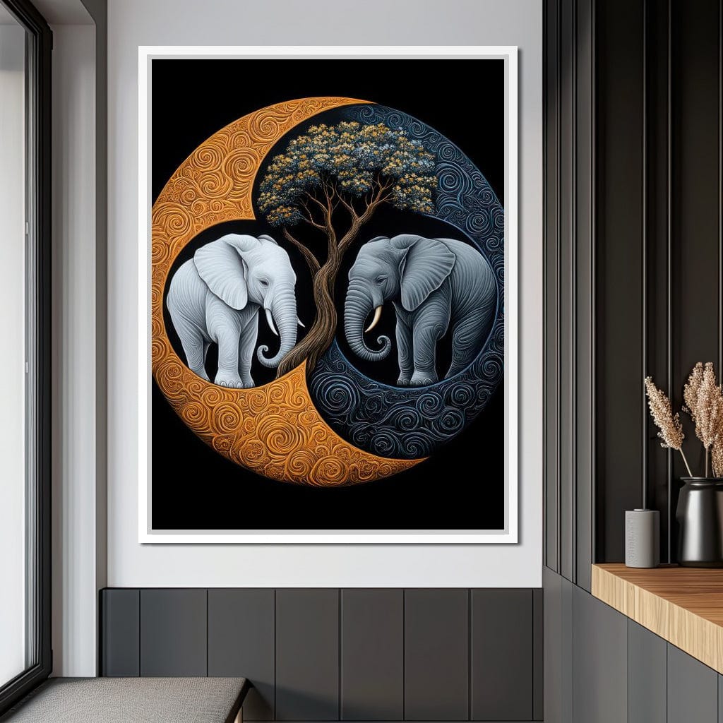 Elephant Yin-Yang Canvas Wall Art