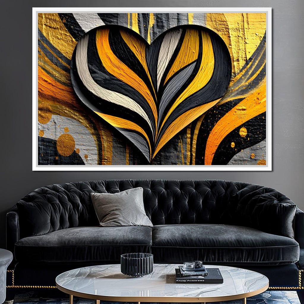Golden Heartbeat Essence Canvas Wall Art