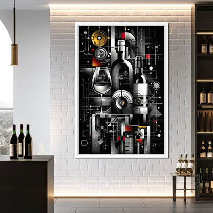 Mechanical Wine Mosaic Canvas Wall Art