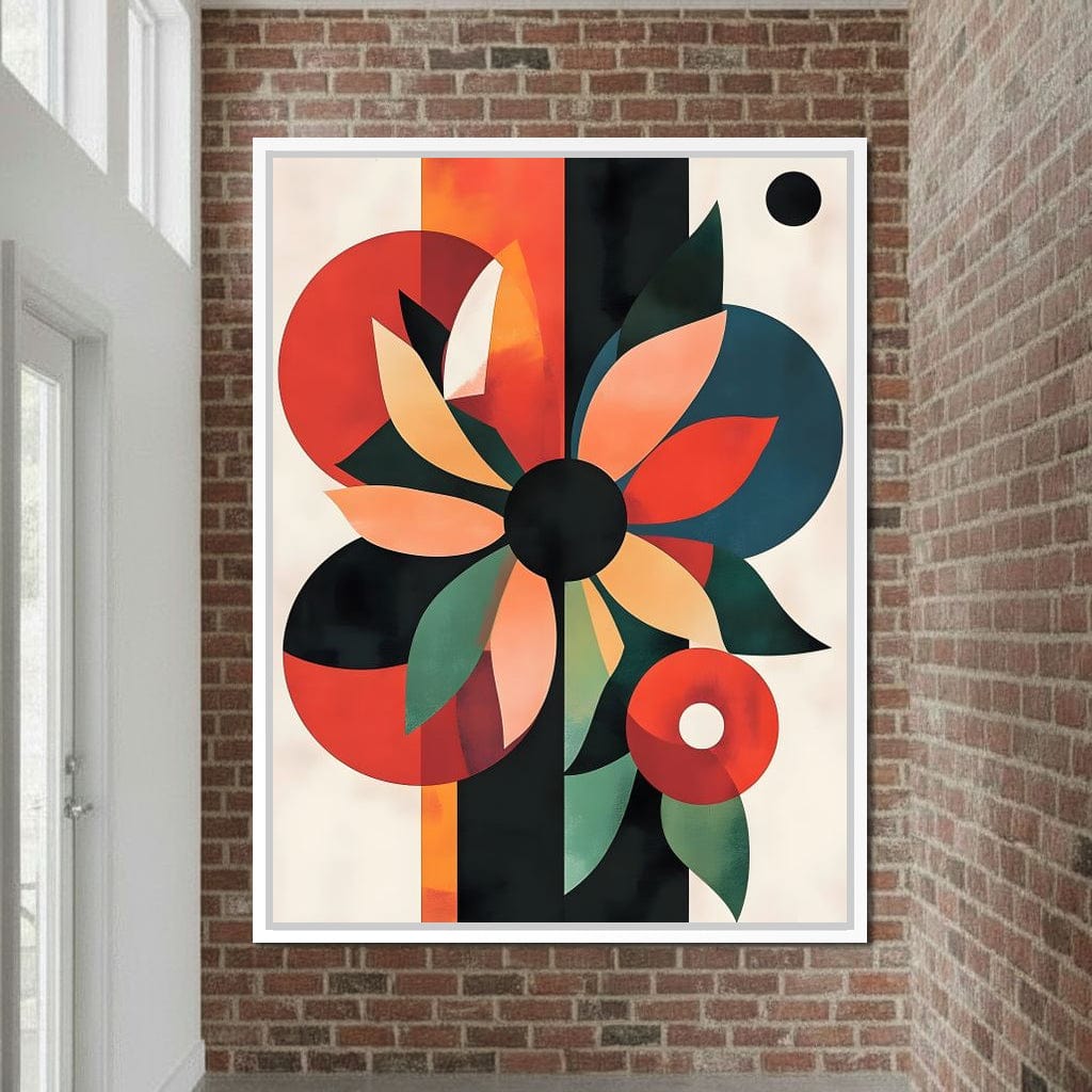 Abstract Floral Geometric Burst Canvas Wall Art