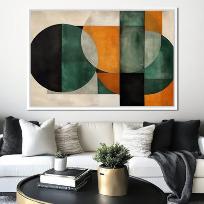 Geometric Ochre Jade Balance Canvas Wall Art