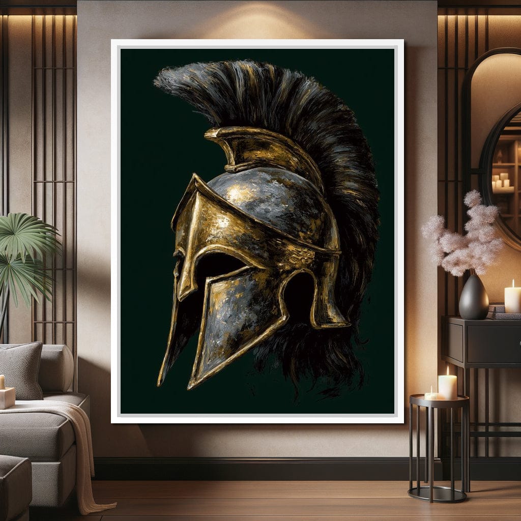Gold Spartan Helm Battle Relic Canvas Wall Art