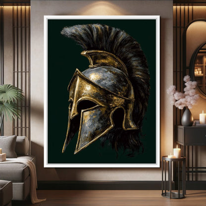 Gold Spartan Helm Battle Relic Canvas Wall Art