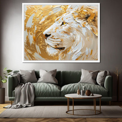 Golden Monarch Lion Canvas Wall Art