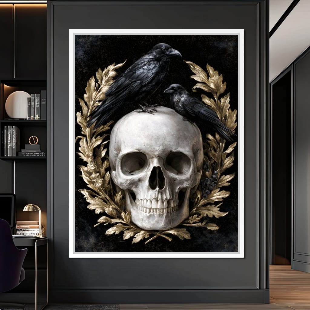 Gilded Crows Upon Bone Canvas Wall Art